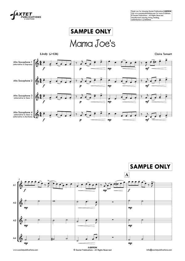 Easy Diner Saxtet Publications