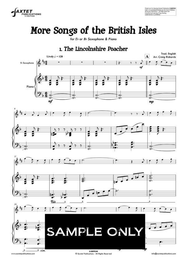 More Songs of the British Isles - Saxtet Publications