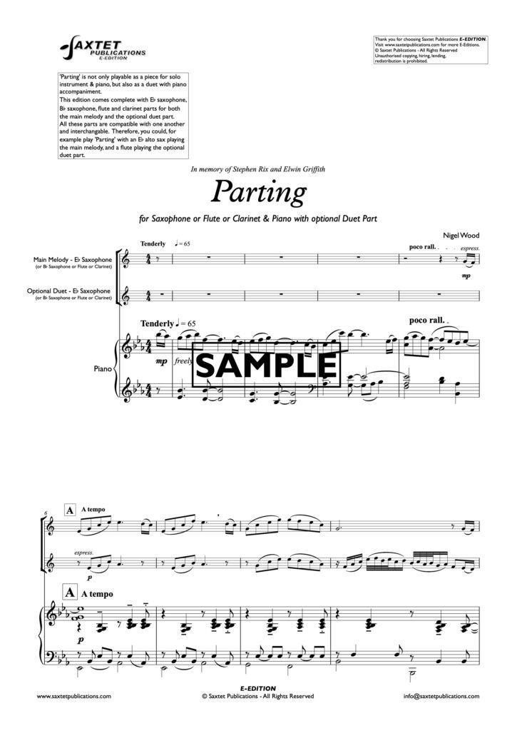 Parting Saxtet Publications